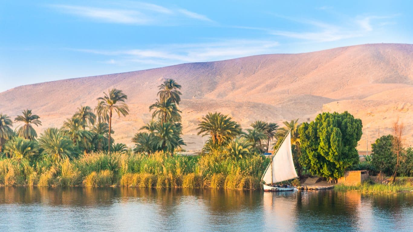 The River Nile at Luxor at golden hour
